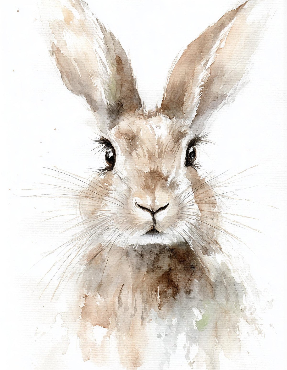 Watercolor Rabbit animal art print unframed, signed by Pattie Overcash