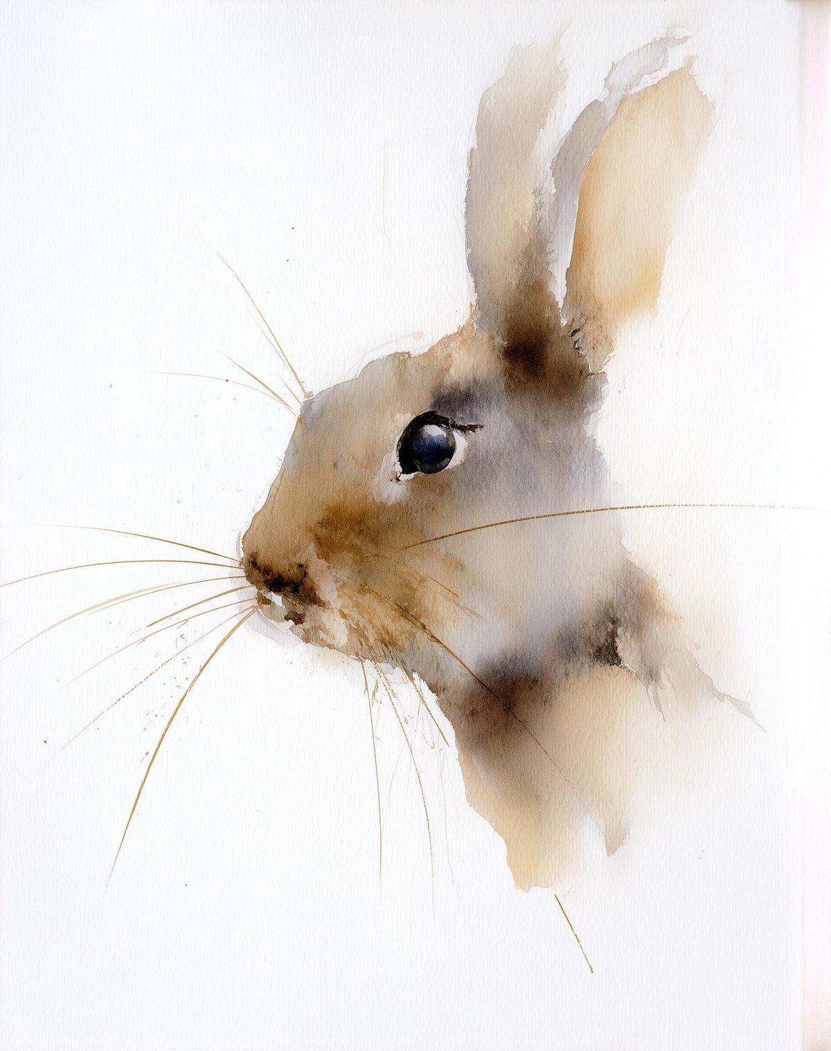 Minimalist Rabbit animal art print unframed, signed by Pattie Overcash