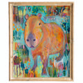 Folk Capybara animal art print framed