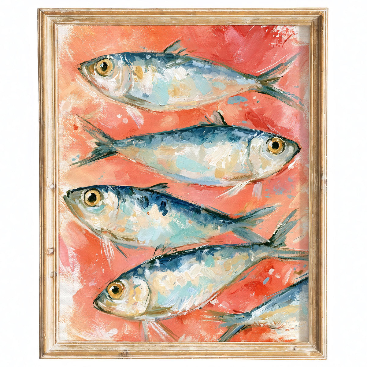 Coral Sardines animal art print framed
