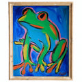 Modern Green Frog animal art print framed
