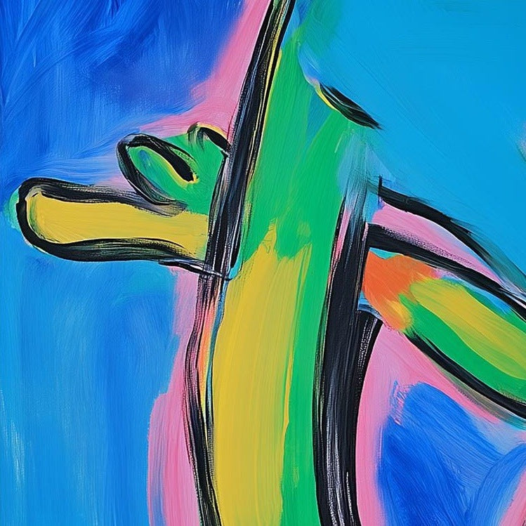 Modern Green Frog animal art print close-up detail