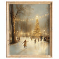 Ice Skaters Christmas art print framed