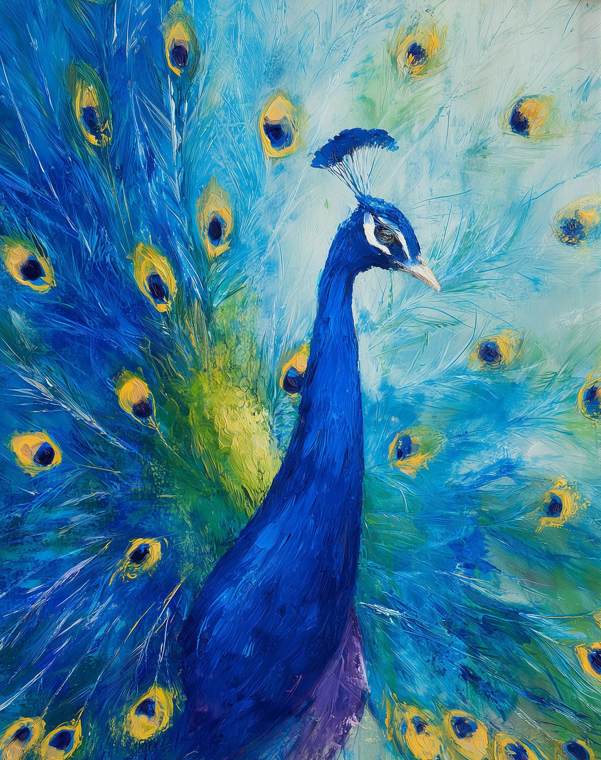 Peacock animal art print unframed, signed by Pattie Overcash