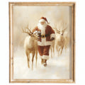 Santa Reindeer Christmas art print framed