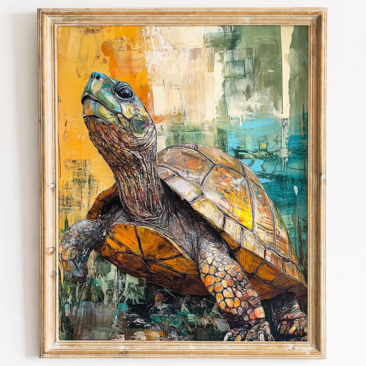 Vintage Turtle animal art print framed