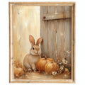 Rabbit Pumpkins fall art print framed