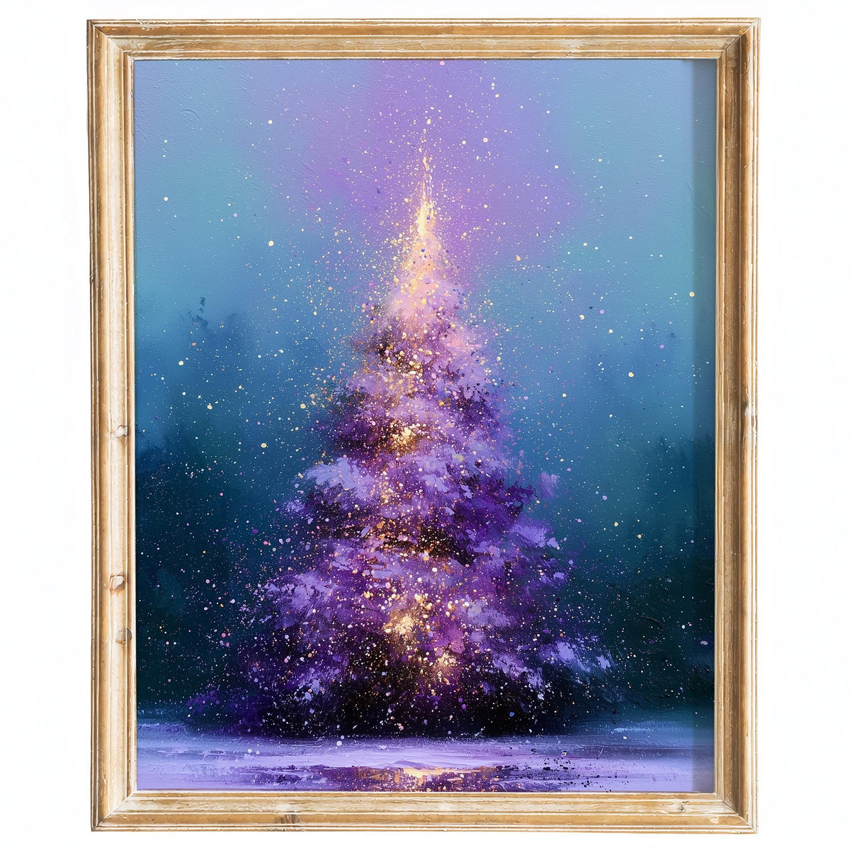 Purple Tree Christmas art print framed