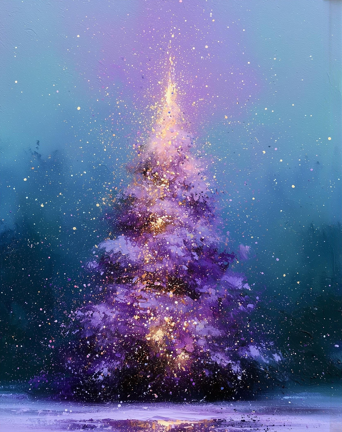 Purple Tree Christmas art print unframed, signed by Pattie Overcash
