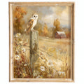 Barn Owl Fence Post fall art print framed