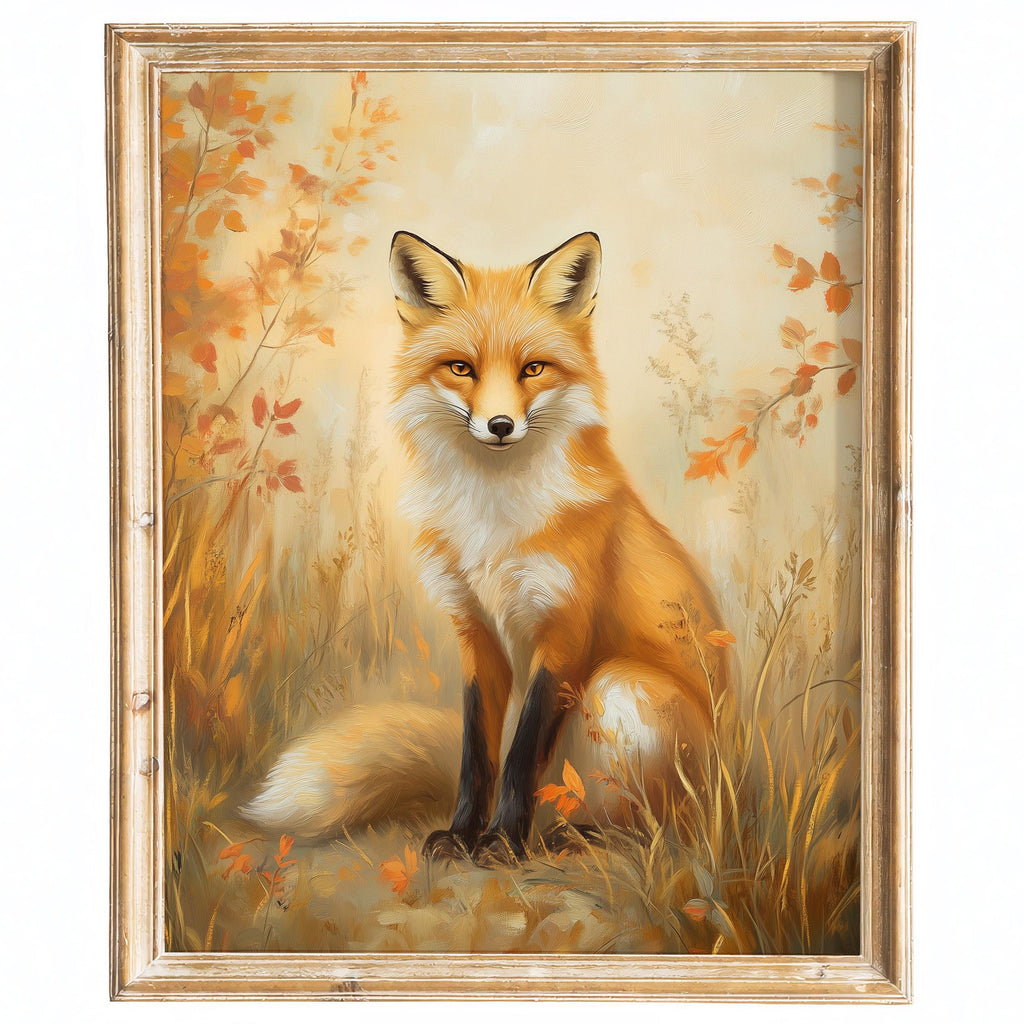 Autumn Red Fox fall art print framed