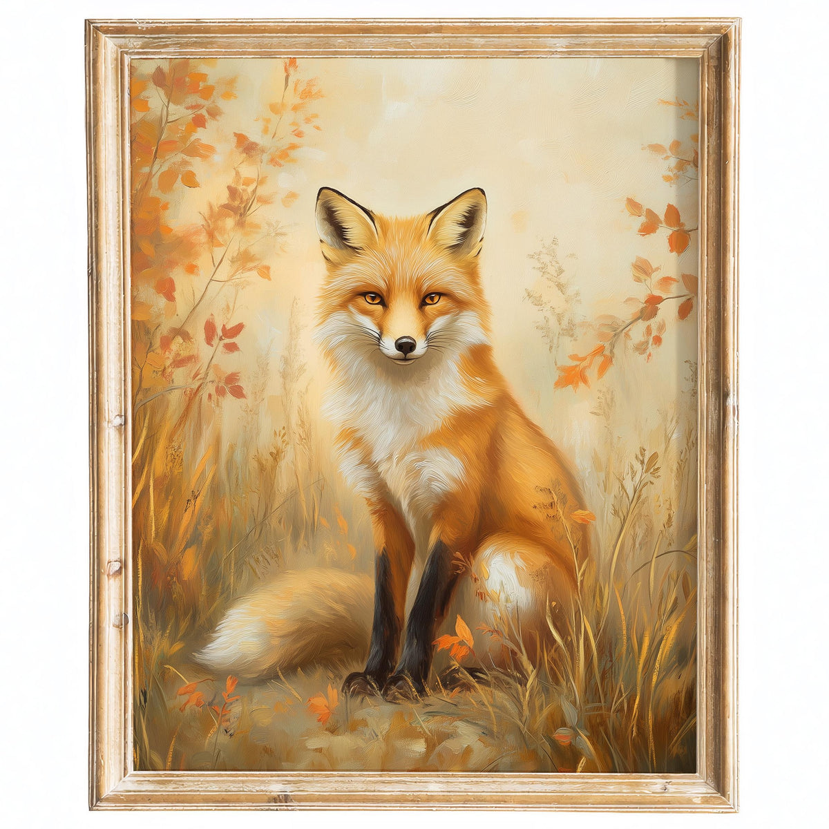 Autumn Red Fox fall art print framed