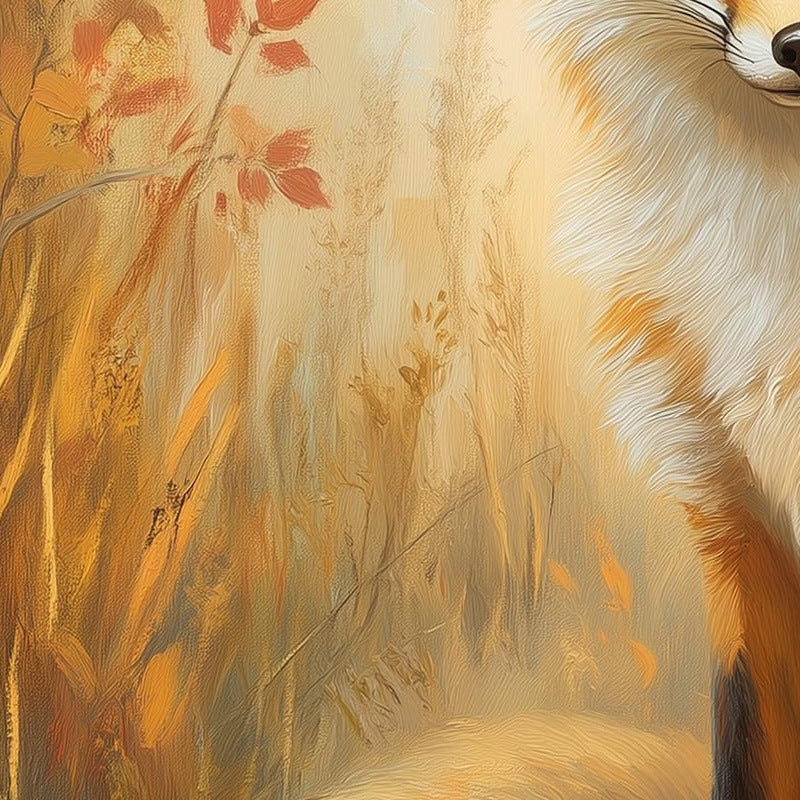 Autumn Red Fox fall art print close-up detail