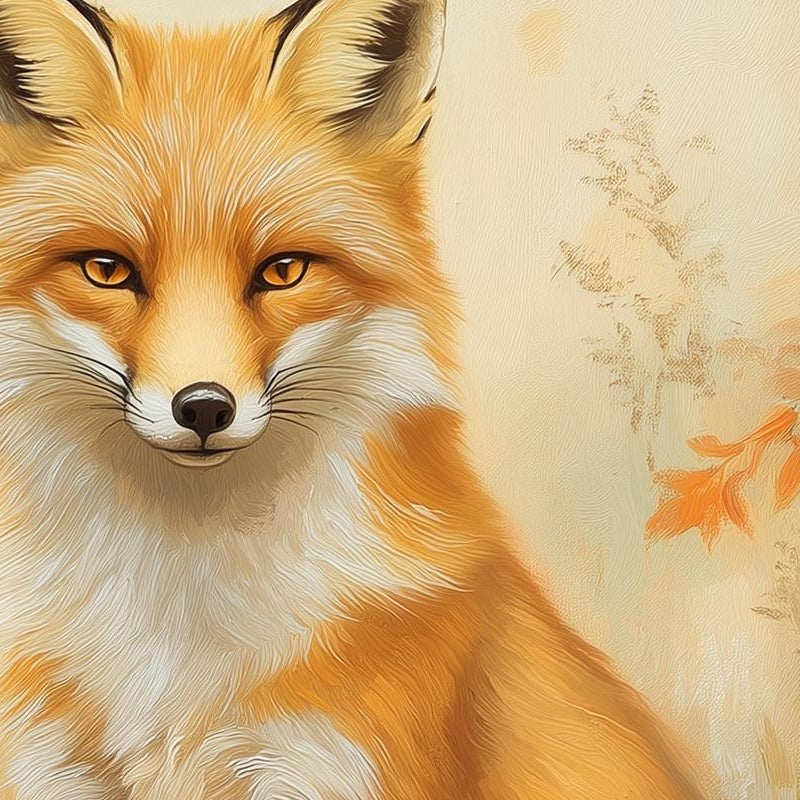 Autumn Red Fox fall art print close-up detail