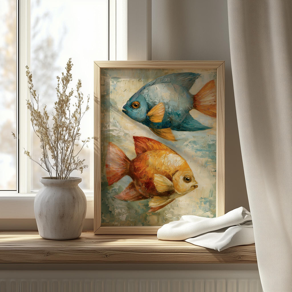 Tropical Fish animal art print shown in a room setting