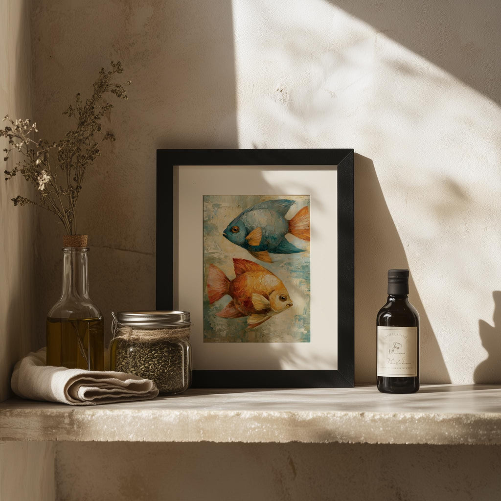 Tropical Fish animal art print shown in a room setting