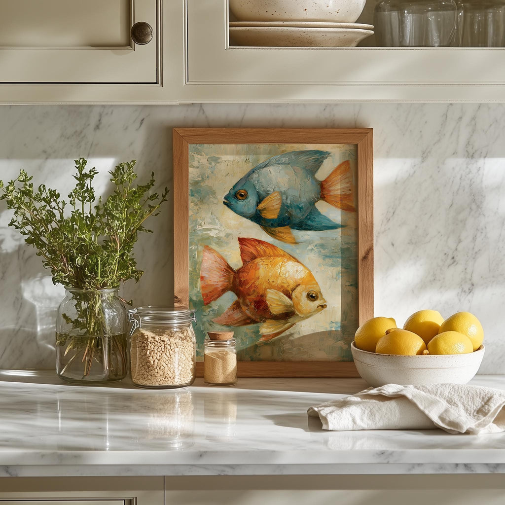 Tropical Fish animal art print shown in a room setting