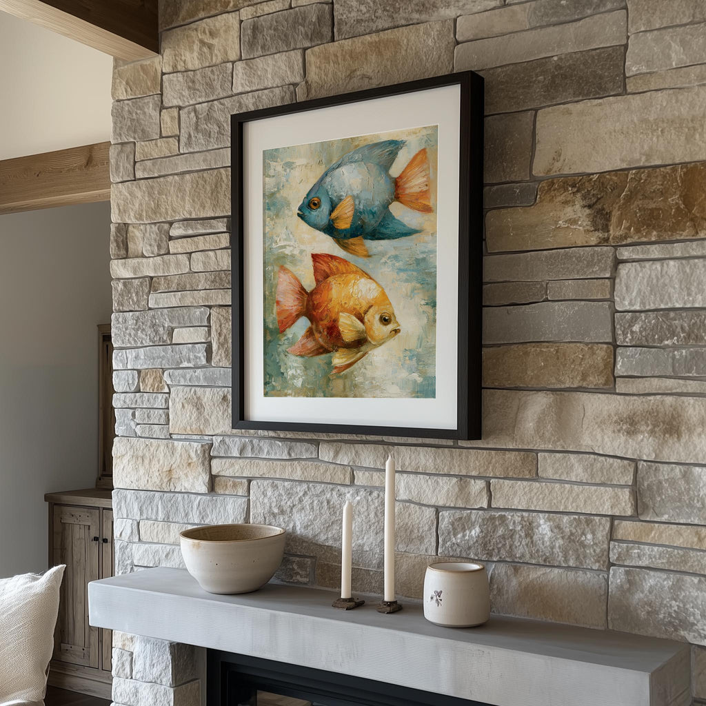 Tropical Fish animal art print shown in a room setting