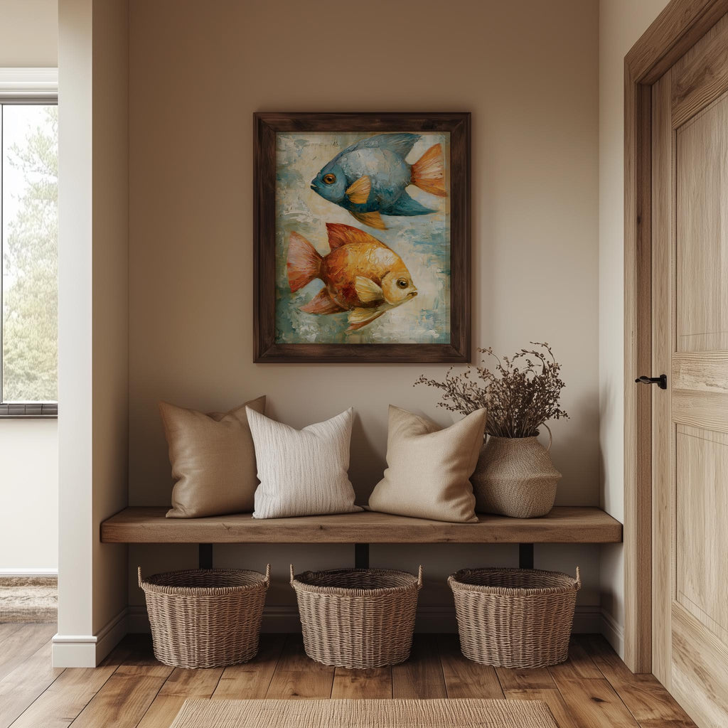 Tropical Fish animal art print shown in a room setting
