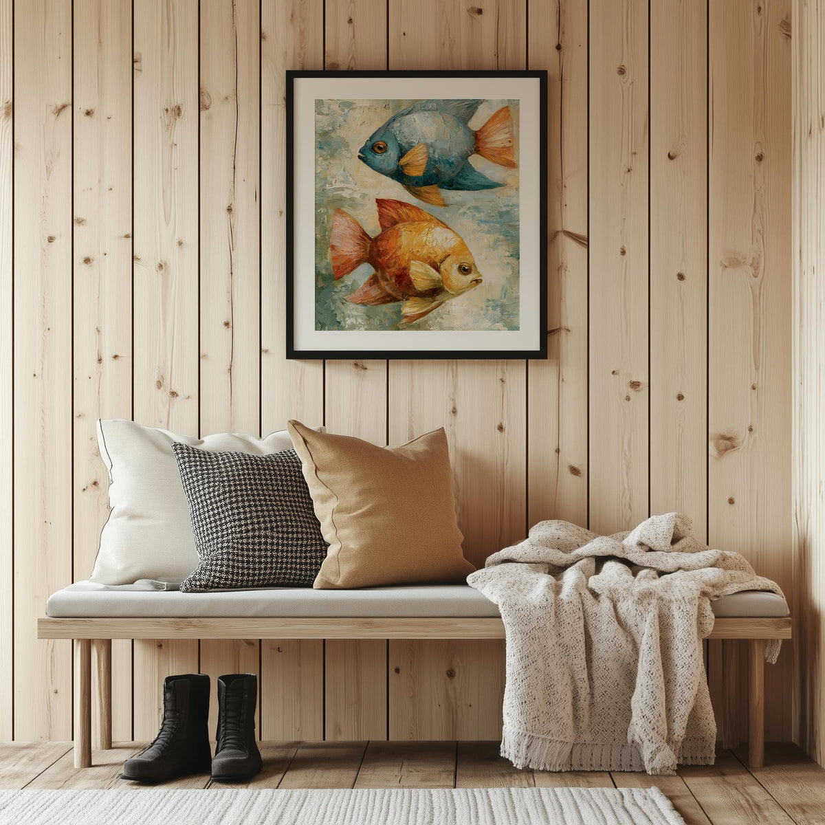 Tropical Fish animal art print shown in a room setting