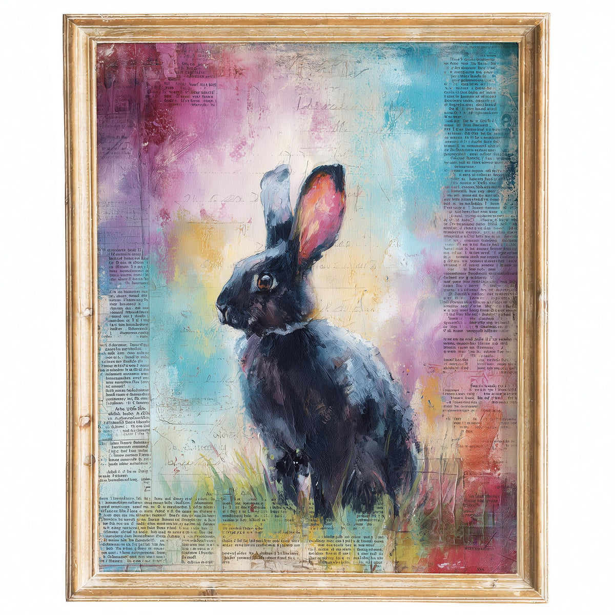 Dark Rabbit animal art print framed