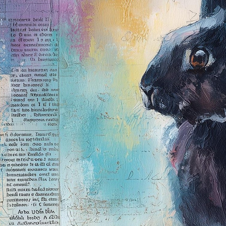 Dark Rabbit animal art print close-up detail