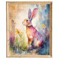 Wildflower Rabbit animal art print framed