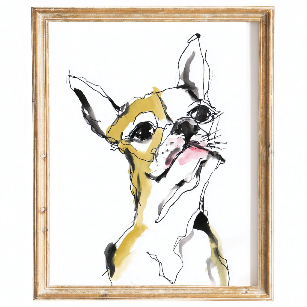 Funny Dog Sketch animal art print framed