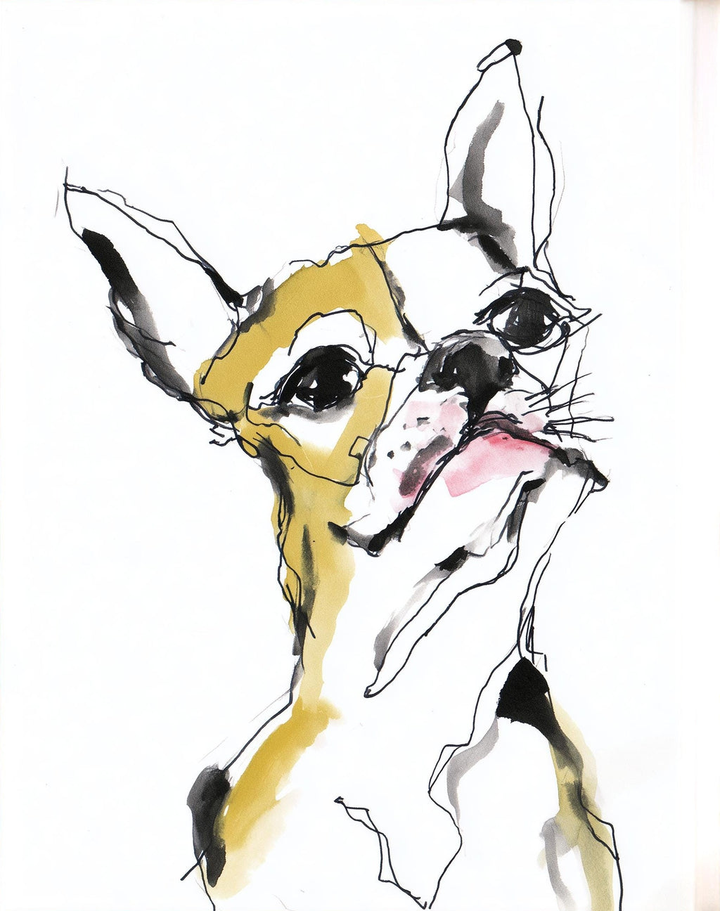 Funny Dog Sketch animal art print unframed, signed by Pattie Overcash
