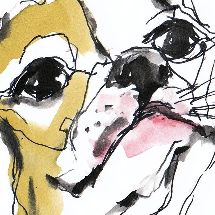 Funny Dog Sketch animal art print close-up detail