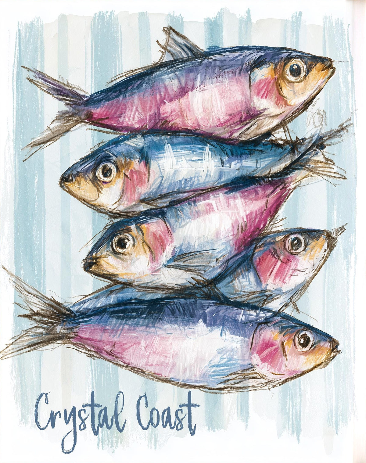 Crystal Coast Fish animal art print unframed, signed by Pattie Overcash