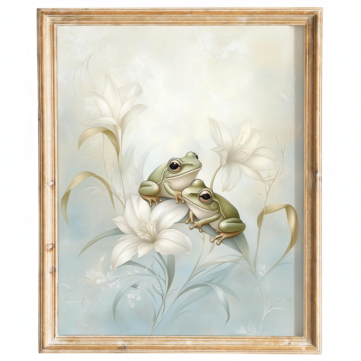 Frog Lily animal art print framed