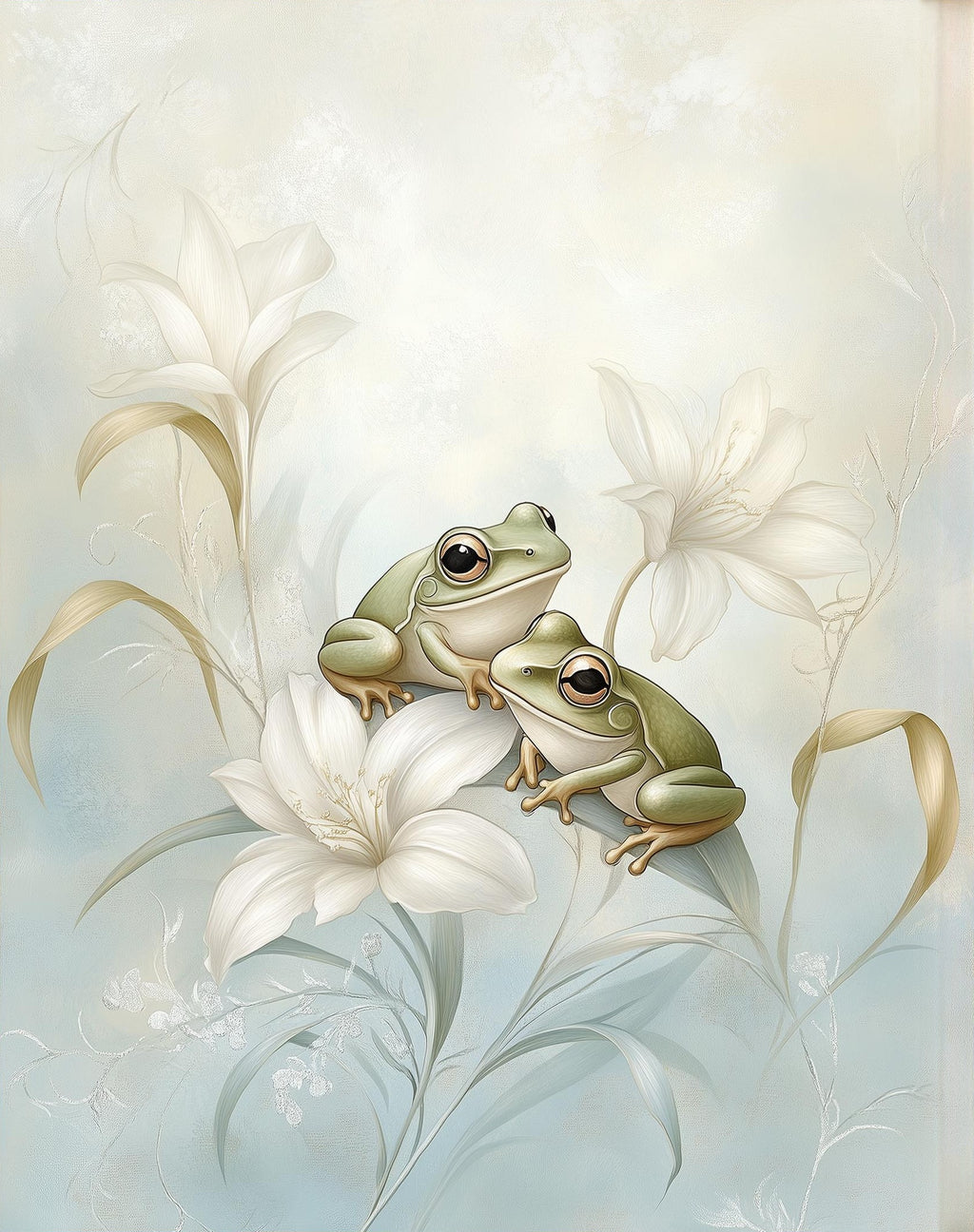 Frog Lily animal art print unframed, signed by Pattie Overcash