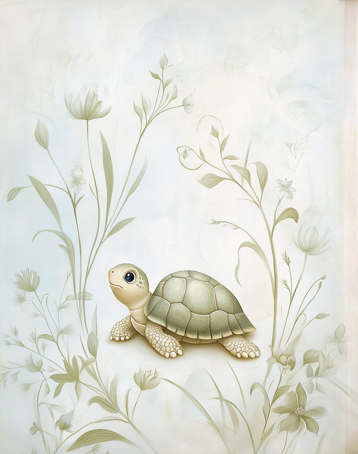 Baby Turtle animal art print unframed, signed by Pattie Overcash