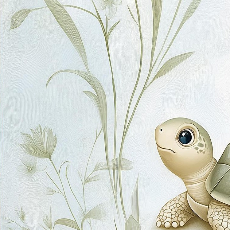 Baby Turtle animal art print close-up detail