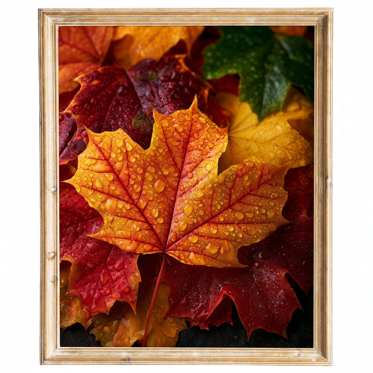 Maple Leaves fall art print framed