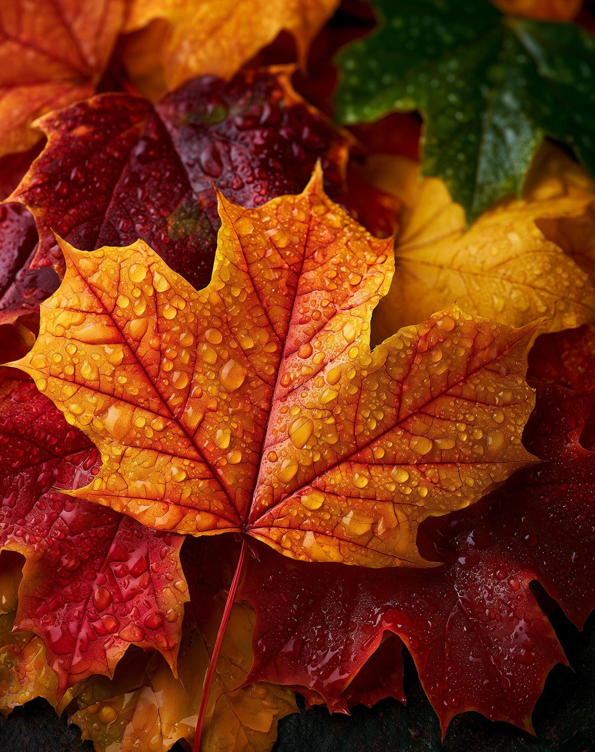 Maple Leaves fall art print unframed, signed by Pattie Overcash