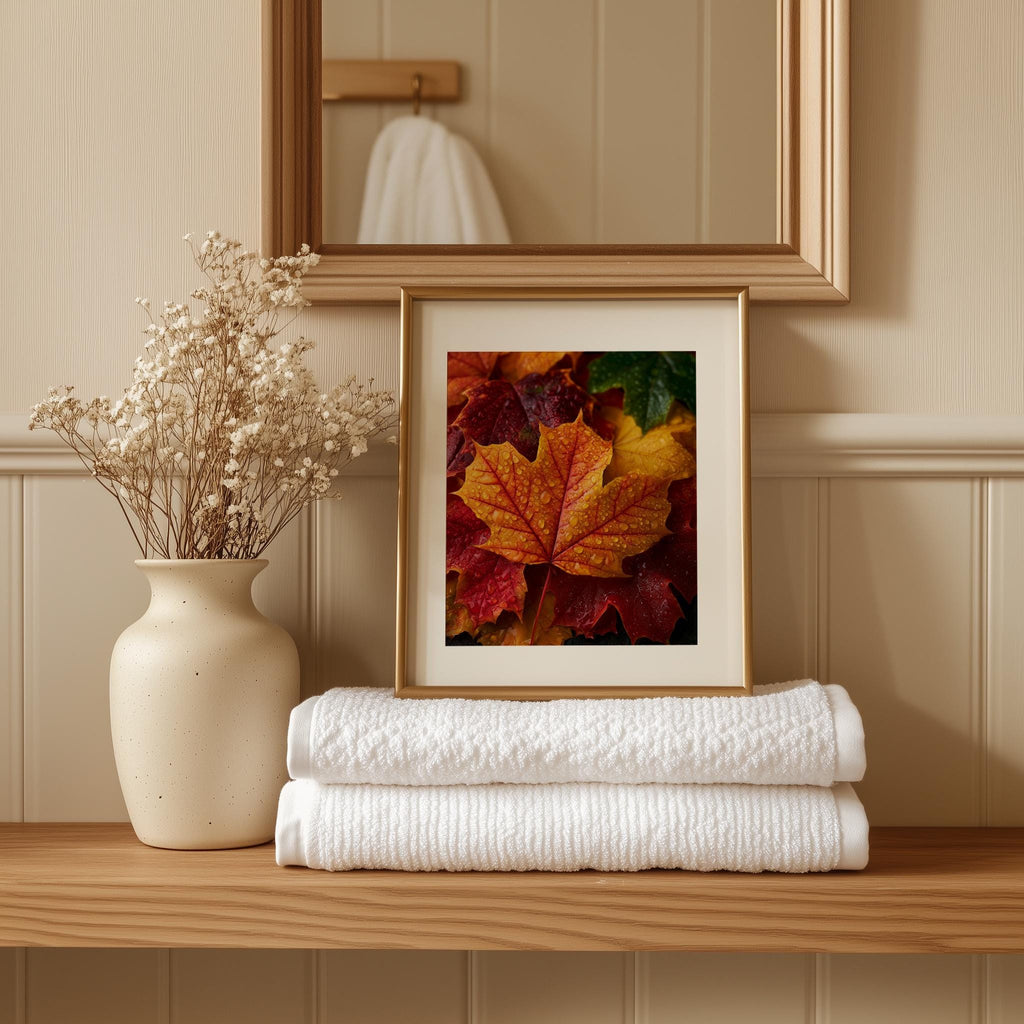Maple Leaves fall art print shown in a room setting