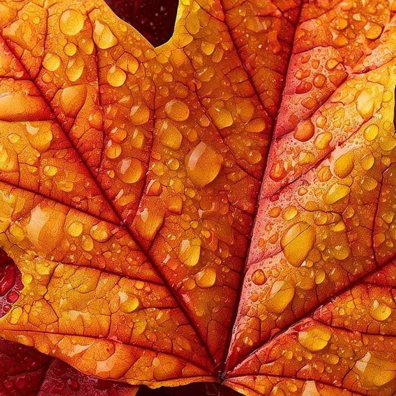 Maple Leaves fall art print close-up detail