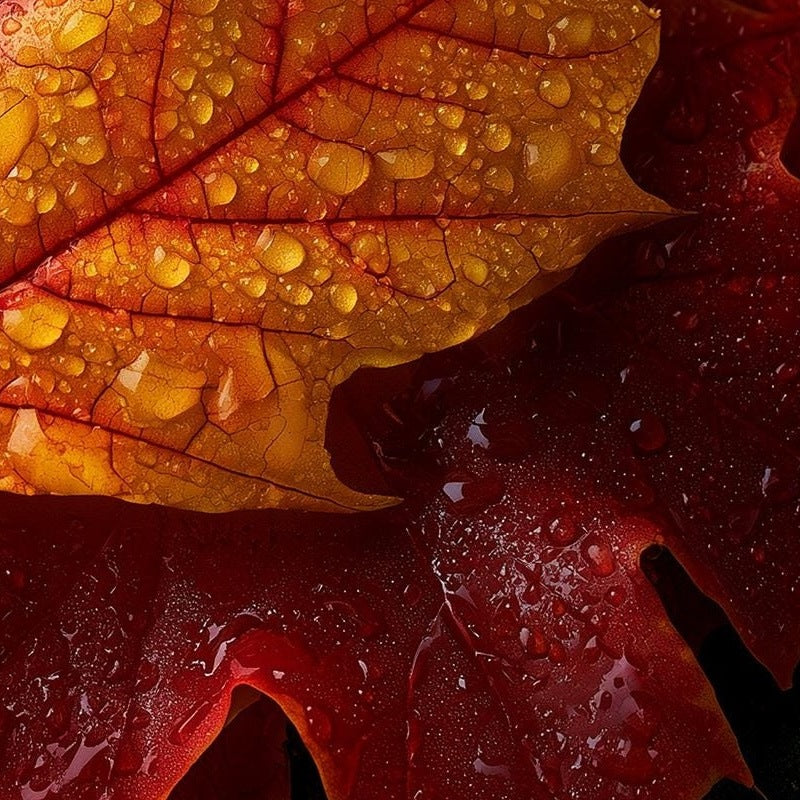 Maple Leaves fall art print close-up detail