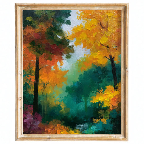 Vibrant Fall Forest fall art print framed