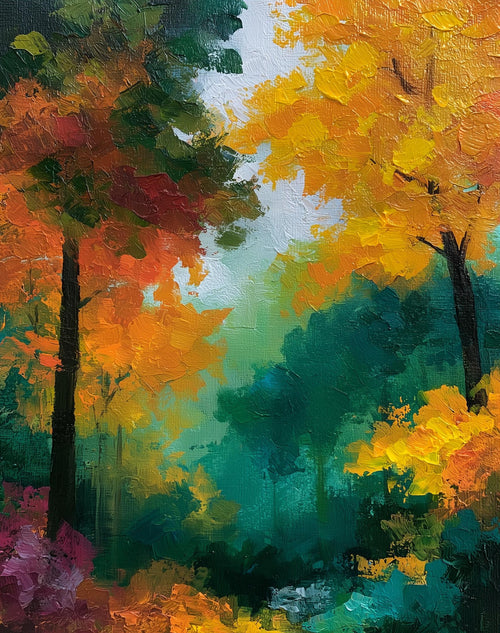 Vibrant Fall Forest fall art print unframed, signed by Pattie Overcash