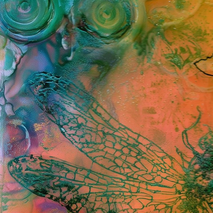 Bright Dragonfly animal art print close-up detail