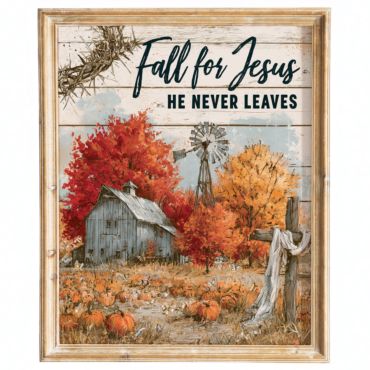 Fall for Jesus fall art print framed