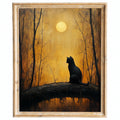Moonrise Black Cat Halloween art print framed