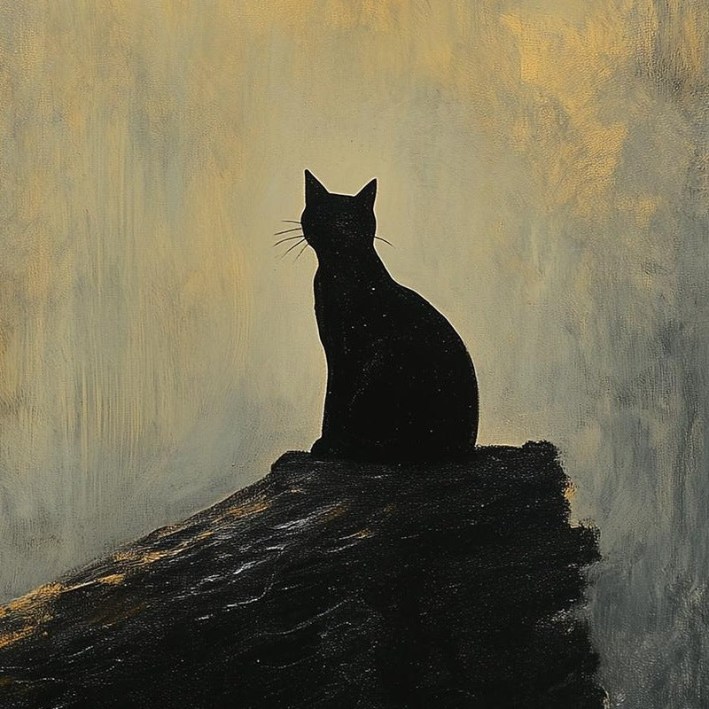 Moonlit Cat winter art print close-up detail