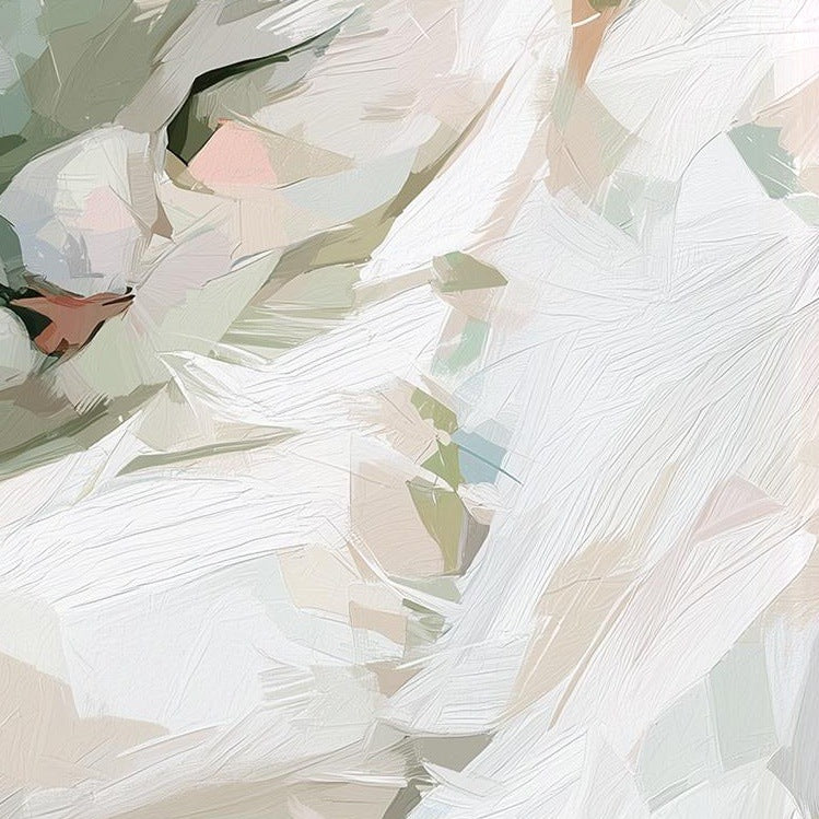 Sleeping White Cat animal art print close-up detail
