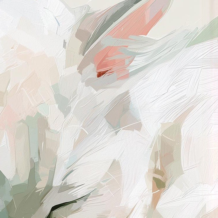 Sleeping White Cat animal art print close-up detail