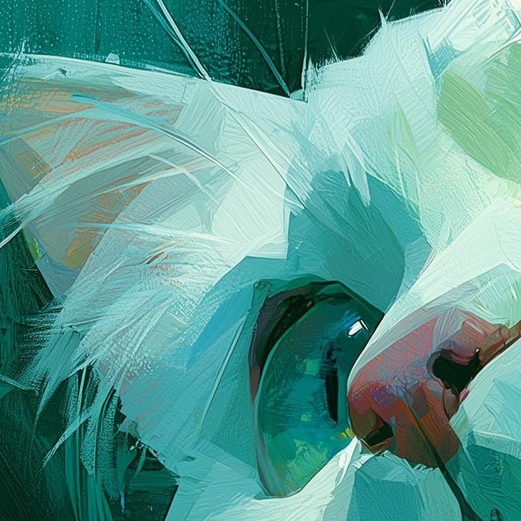 Teal Cat animal art print close-up detail