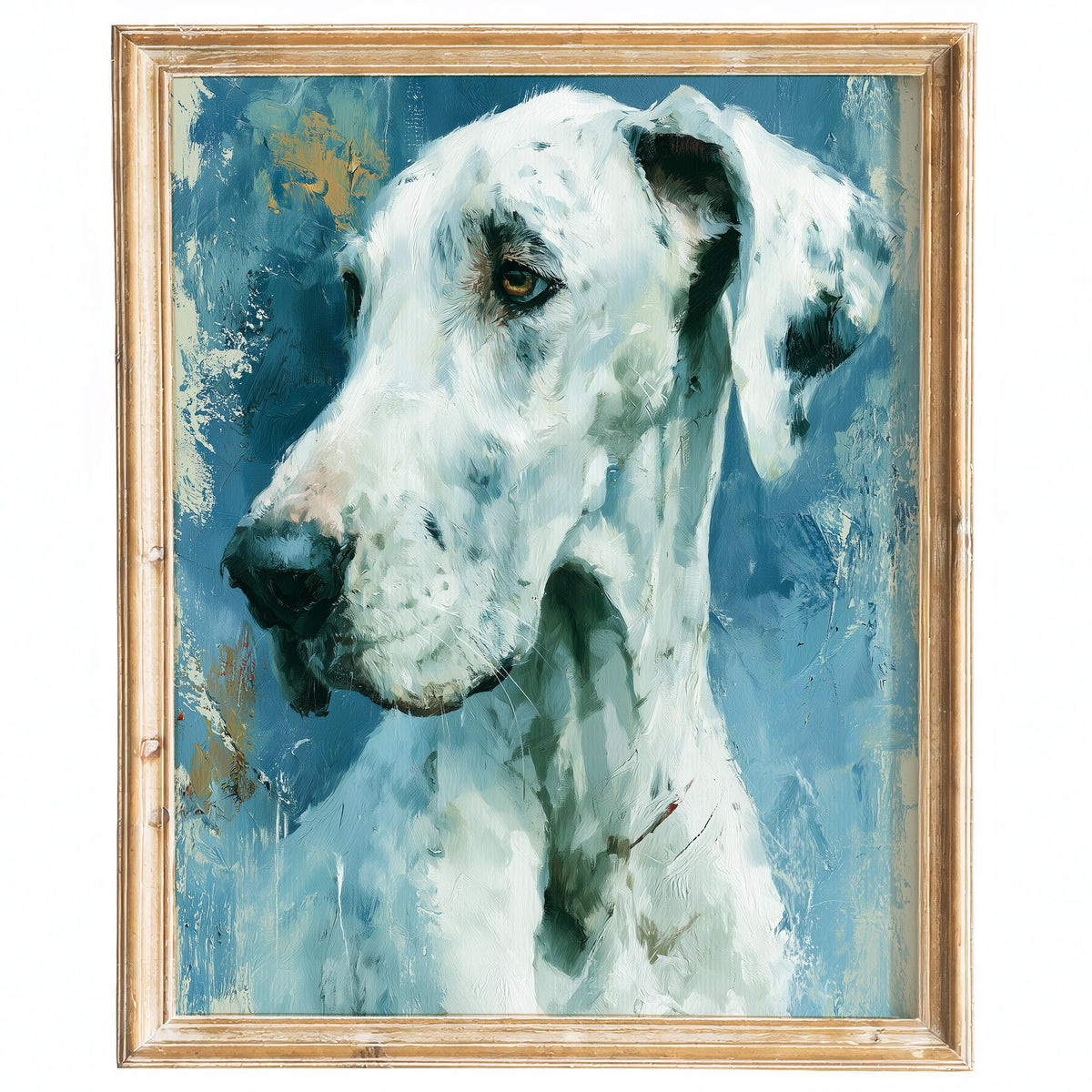 Great Dane animal art print framed